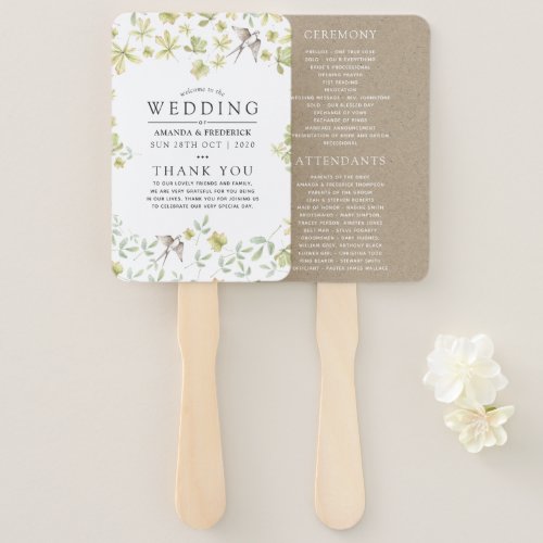 Rustic Watercolor Forest Wedding Program Hand Fan