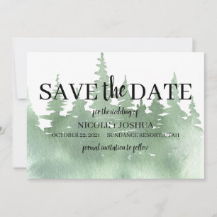 Rustic Watercolor Forest Wedding Save the Date