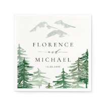 Rustic Watercolor Forest Winter Woodland Wedding Napkins