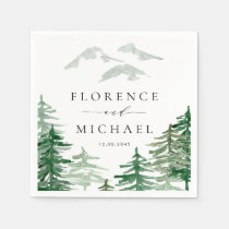 Rustic Watercolor Forest Winter Woodland Wedding Napkins