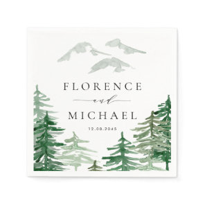 Rustic Watercolor Forest Winter Woodland Wedding Napkins
