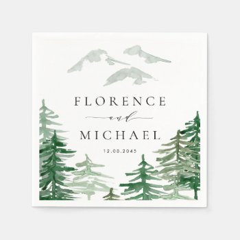 Rustic Watercolor Forest Winter Woodland Wedding Napkins by misstallulah at Zazzle