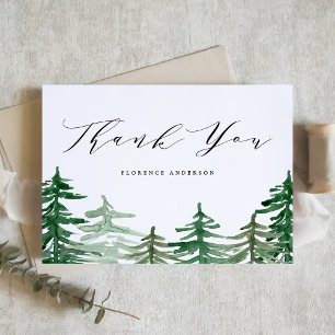 Rustic Watercolor Forest Woodland Birthday Letterpress Thank You Card
