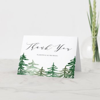 Rustic Watercolor Forest Woodland Wedding Thank You Card by misstallulah at Zazzle