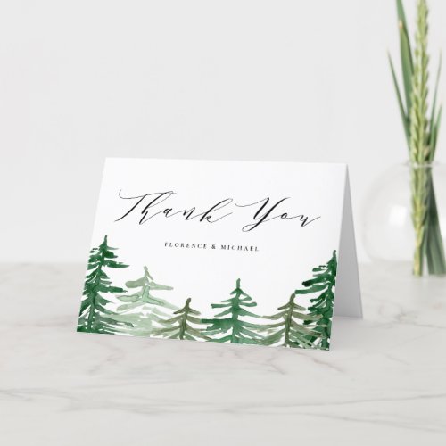 Rustic Watercolor Forest Woodland Wedding Thank You Card
