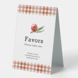 Rustic Watercolor Gingham Baby Shower Favors Table Tent