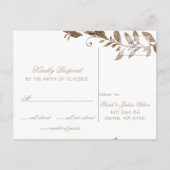 Rustic Watercolor Gold Burgundy Floral Wedding Invitation Postcard (Back)