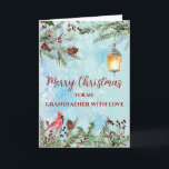 Rustic Watercolor Grandfather Merry Christmas Card<br><div class="desc">Merry Christmas for grandfather card in rustic watercolor pattern and watercolor flowers and foliage.</div>