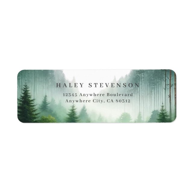 Rustic Watercolor Green Forest Destiantion Wedding Label (Front)