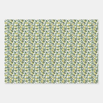Rustic Watercolor Green Olive Branches Pattern Wrapping Paper Sheets by KeikoPrints at Zazzle