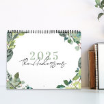 Rustic Watercolor Greenery 2025 Photo Calendar<br><div class="desc">Custom-designed photo calendar featuring luscious watercolor greenery with personalized family name and photos.</div>