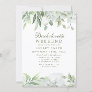 Rustic Watercolor Greenery Bachelorette Weekend Invitation