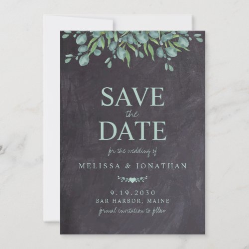 Rustic Watercolor Greenery Botanical Slate Wedding Save The Date