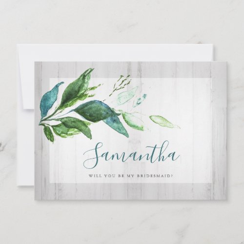 Rustic Watercolor Greenery Bridesmaid Cards