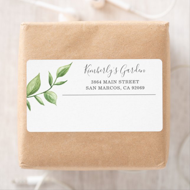 Rustic Watercolor Greenery Business Shipping Label (Insitu)