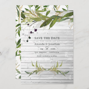 Rustic Watercolor Greenery Country Barn Wedding Save The Date
