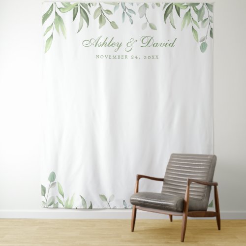 Rustic Watercolor Greenery Floral Photo Backdrop