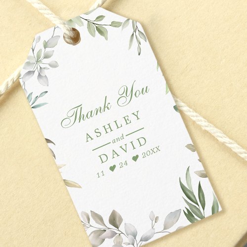 Wedding Favor Tags 4 Rustic Watercolor Greenery Floral Thank You Favor Gift Tags
