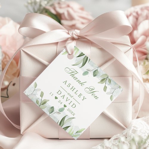 Wedding Favor Tags 5 Rustic Watercolor Greenery Floral Thank You Tag