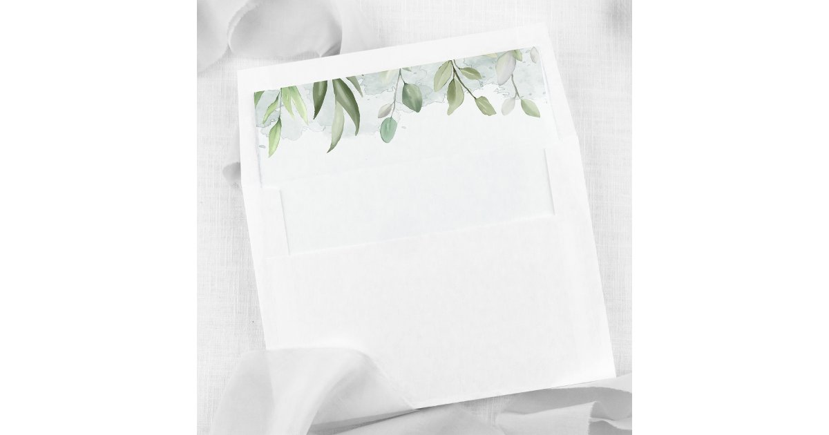 Rustic Watercolor Greenery Floral Wedding Envelope Liner | Zazzle