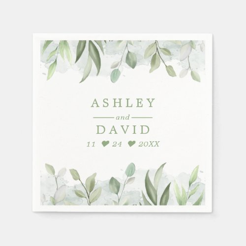 Wedding Tableware 12 Rustic Watercolor Greenery Floral Wedding Napkins