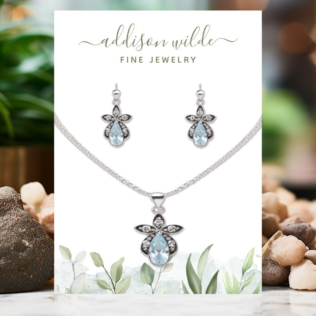 Rustic Watercolor Greenery Jewelry Display Business Card (Creator Uploaded)