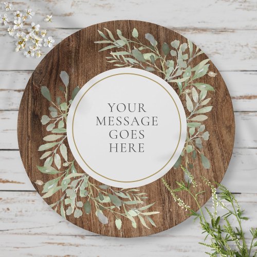 Rustic Watercolor Greenery Leaves Celebration Paper Plates