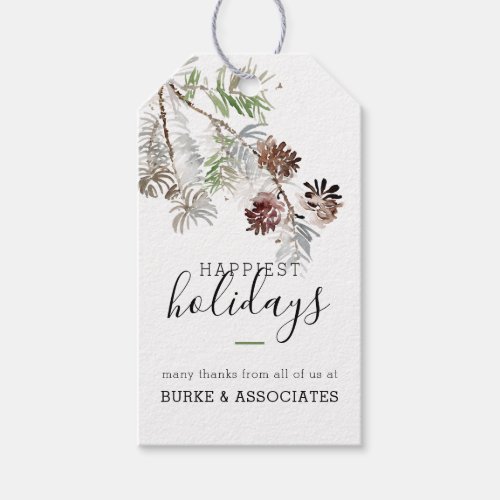 Rustic Watercolor Greenery Pine Holiday Gift Tags