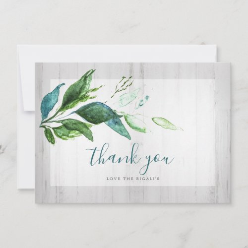 Rustic Watercolor Greenery Thank You Cards