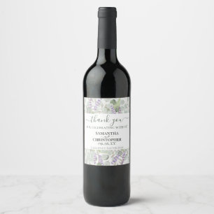 Rustic Watercolor Greenery Thank You Wedding Wine Label