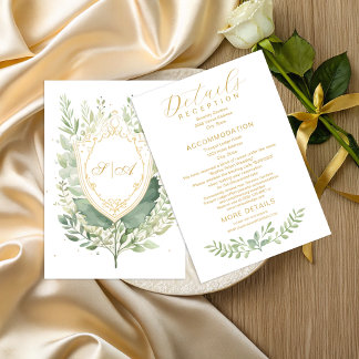 Rustic Watercolor Greenery Wedding Details Enclosure Card