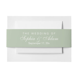 Rustic Watercolor Greenery Wedding Details Invitation Belly Band