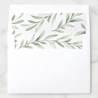 Rustic watercolor greenery wedding envelope liner