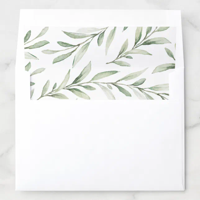 Rustic watercolor greenery wedding envelope liner | Zazzle