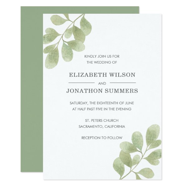 256817500175800920 Rustic Watercolor Greenery Wedding Invitation