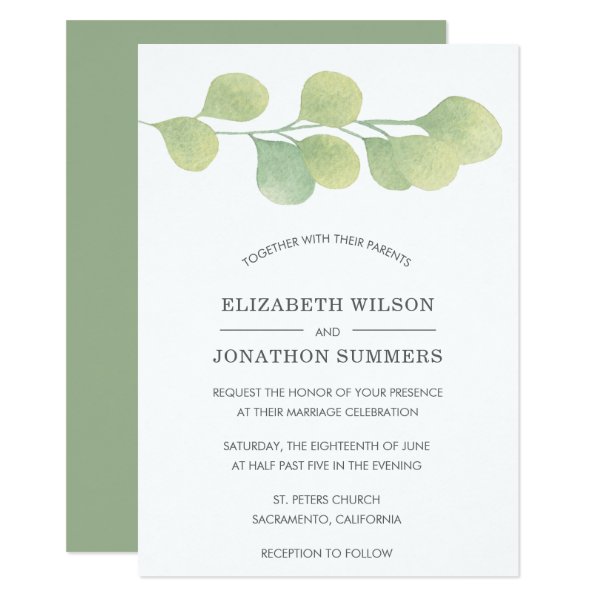 256214367393422593 Rustic Watercolor Greenery Wedding Invitation