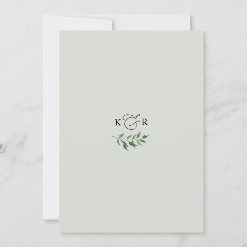 Personalised GREY & GREENERY Watercolour Wedding Invitations – Pack Of 10