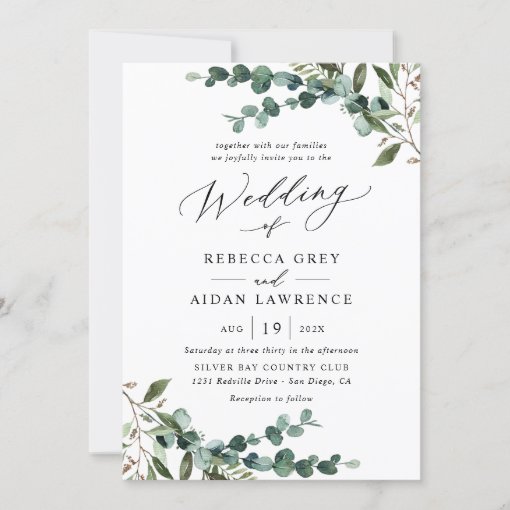 Rustic Watercolor Greenery Wedding Invitation | Zazzle