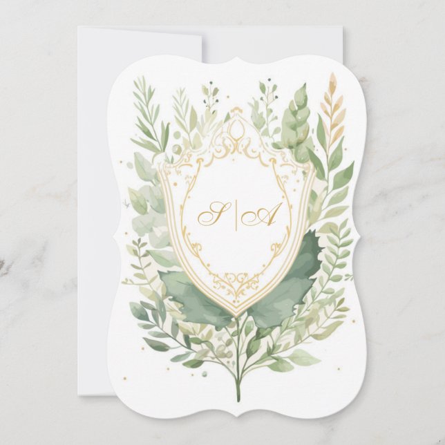 Rustic Watercolor Greenery Wedding  Invitation (Front)