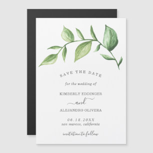 Rustic Watercolor Greenery Wedding Save the Date Magnetic Invitation