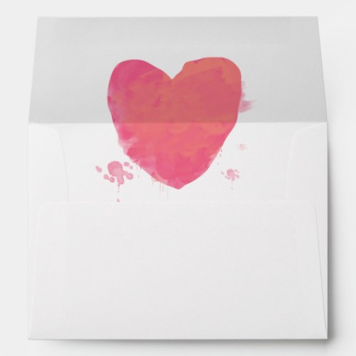 Rustic Watercolor Heart 5x7 Wedding Invitation Envelope