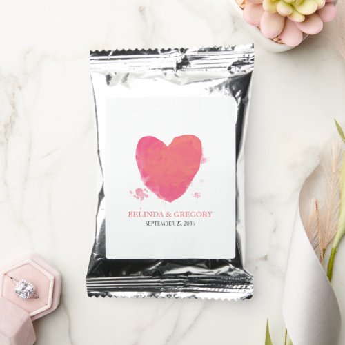 Rustic Watercolor Heart Wedding  Coffee Drink Mix