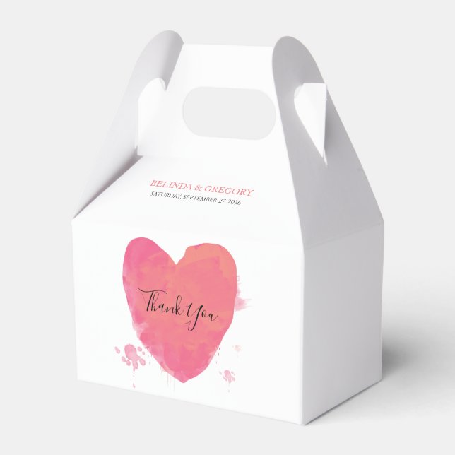 Rustic Watercolor Heart Wedding Favor Boxes (Front Side)