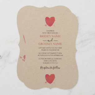 Rustic Watercolor Heart Wedding Invitations