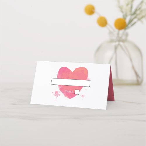 Rustic Watercolor Heart Wedding Place Card