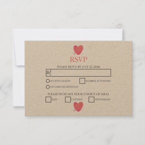 Rustic Watercolor Heart Wedding RSVP Cards