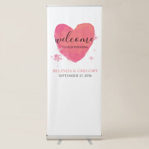 Rustic Watercolor Heart Wedding Welcome Sign