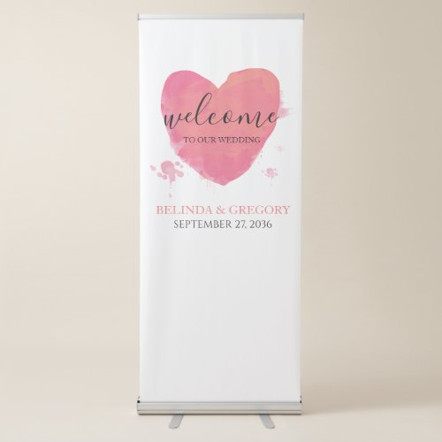 Rustic Watercolor Heart Wedding Welcome Sign