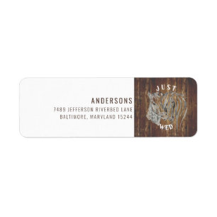 Rustic Watercolor Horses Just Wed Return Address Label