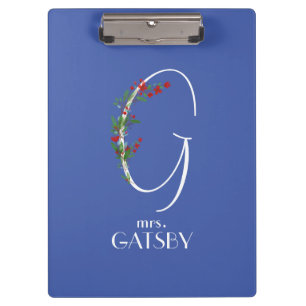 Rustic watercolor initial G teacher Clipboard